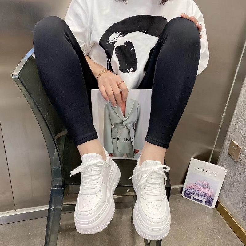 Wholesale 2023 Leather Thick Sole Casual Sports Small White Shoes